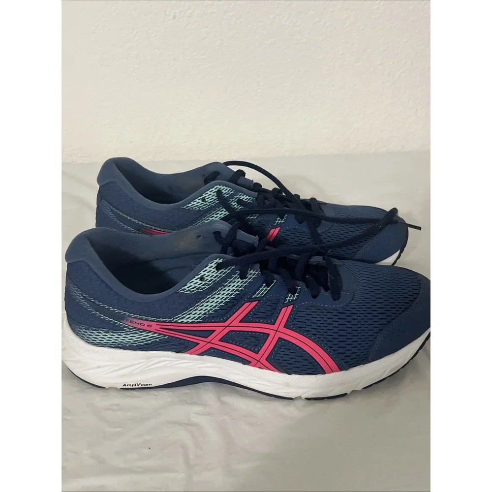 ASICS Gel Contend 6 Shoes Womens Sz 10 Blue Pink Running Training 1012A571